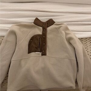 Easy Sunday Fleece Pullover with Brown Trim